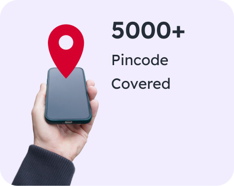 A hand holding a phone with a location pin